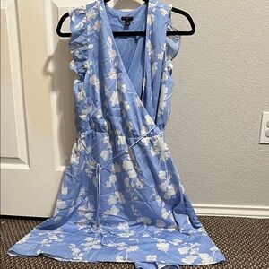 Ann Taylor Light Blue Floral Midi Dress